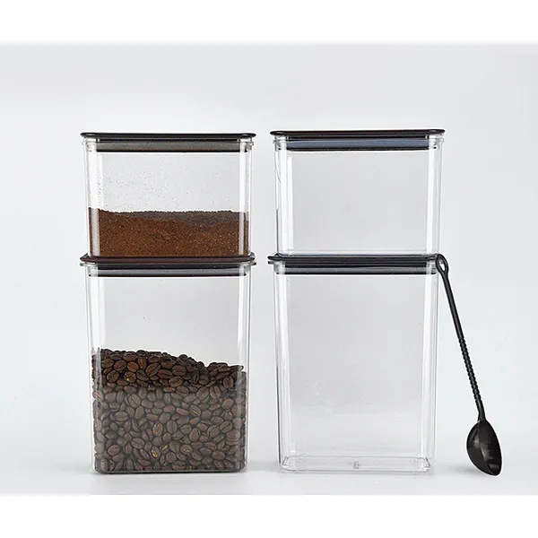 hộp bột trái cây cửa hàng trà sữa nhựa vuông lưu trữ hộp kín