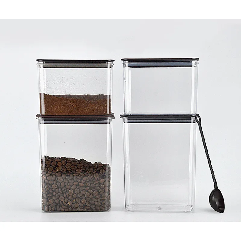 hộp bột trái cây cửa hàng trà sữa nhựa vuông lưu trữ hộp kín