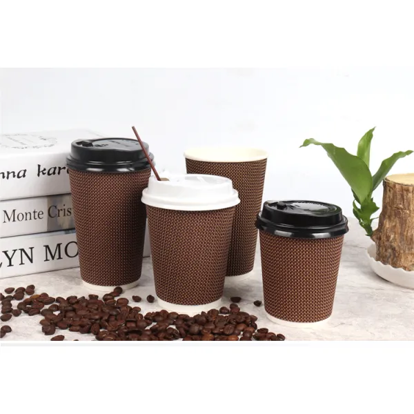 cốc cà phê họa tiết kẻ sọc dùng một lần cốc giấy gợn sóng  