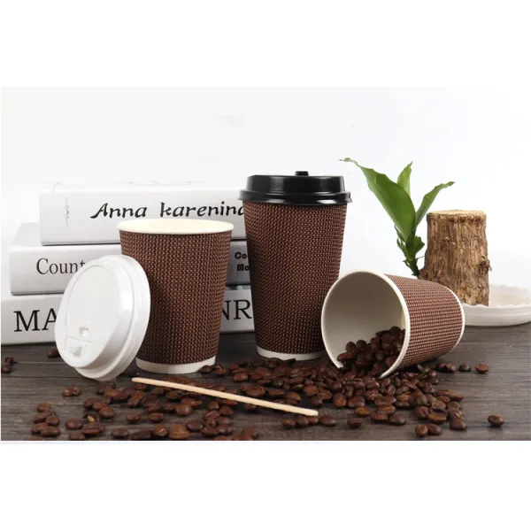 cốc cà phê họa tiết kẻ sọc dùng một lần cốc giấy gợn sóng  