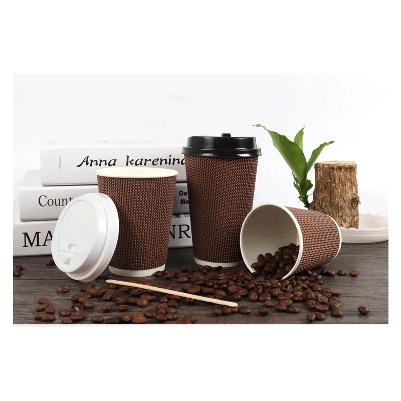 cốc cà phê họa tiết kẻ sọc dùng một lần cốc giấy gợn sóng  
