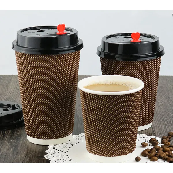 cốc cà phê họa tiết kẻ sọc dùng một lần cốc giấy gợn sóng  