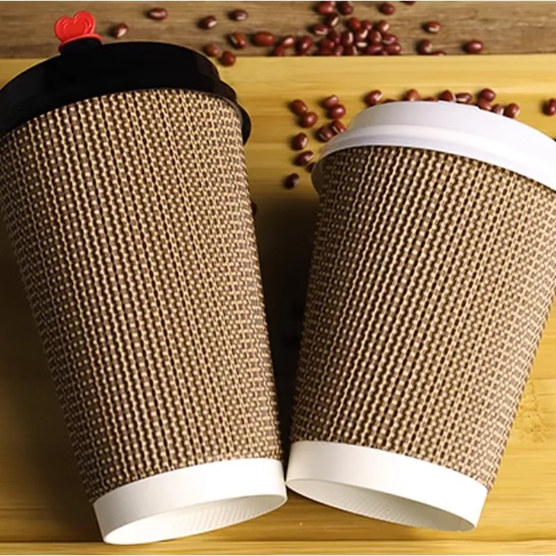cốc cà phê họa tiết kẻ sọc dùng một lần cốc giấy gợn sóng  