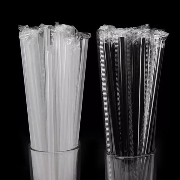 Caliber 6mm 12mm Disposable Individually Package Clear Black Drinking Plastic Straws