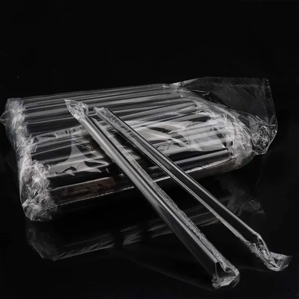 Caliber 6mm 12mm Disposable Individually Package Clear Black Drinking Plastic Straws