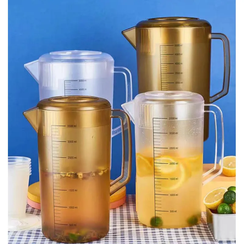 Water Pitcher With Lid Drink Picher With Lid or Wooden Lid for Juice Bubble Tea Summer Drinkware Kitchen Stuff Home Kitchen Item