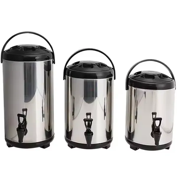 8L 10L 12L Double Layer Stainless Steel Water Jug Keep Hot Cold Beverage Dispenser Milk Tea Barrel with Temperature Display