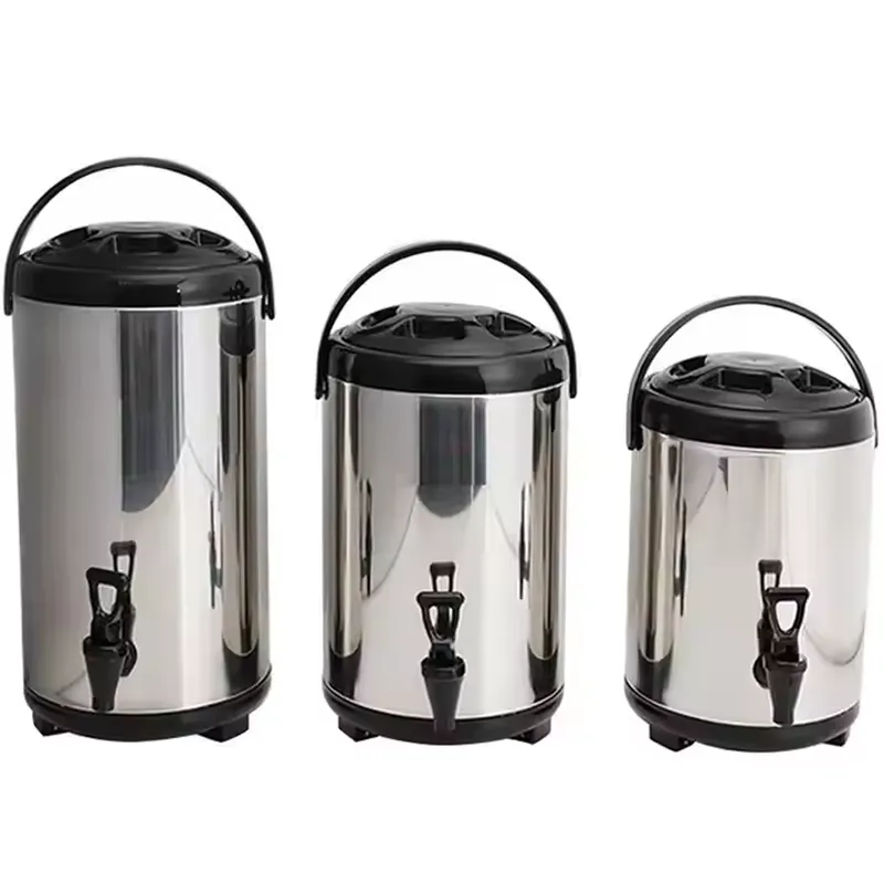 8L 10L 12L Double Layer Stainless Steel Water Jug Keep Hot Cold Beverage Dispenser Milk Tea Barrel with Temperature Display