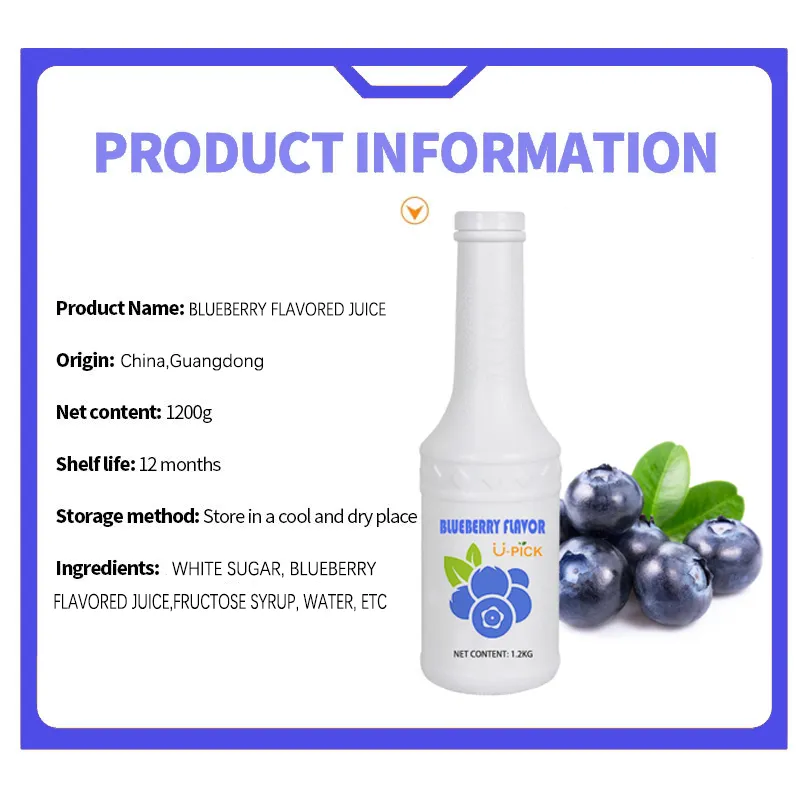 Blueberry flavored juice syrup