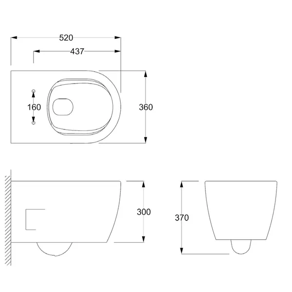 Rimless Back to Wall Toilet for European Market WH506