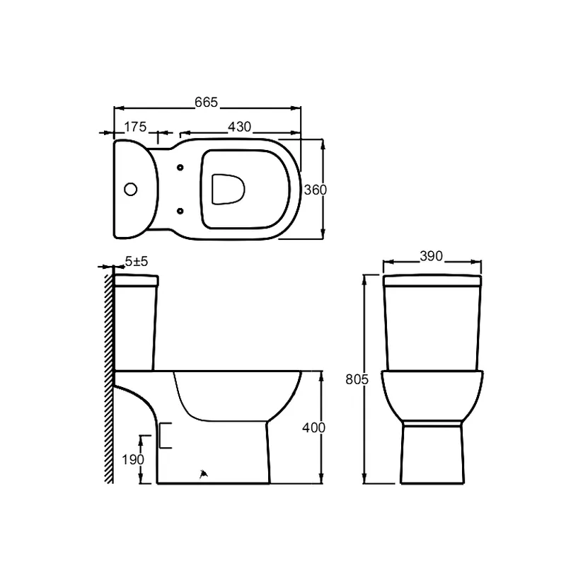 Two-piece Toilet for Washdown Flushing System CC402