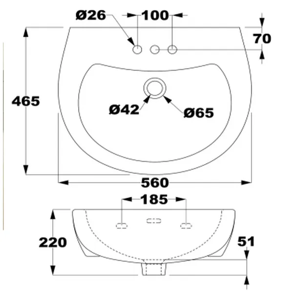 Wall Hung Wash Basin Round Basin WB904