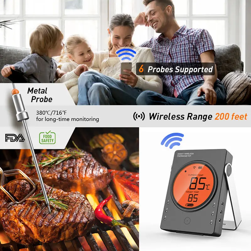 Wireless Bluetooth BBQ Food Thermometer