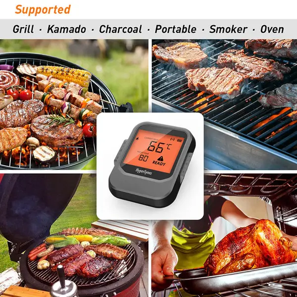 TempPro H06B Wireless Meat Thermometer Digital, 500FT Meat Probe Digital  Wireless Thermometer for Smoker Grill BBQ, Red…