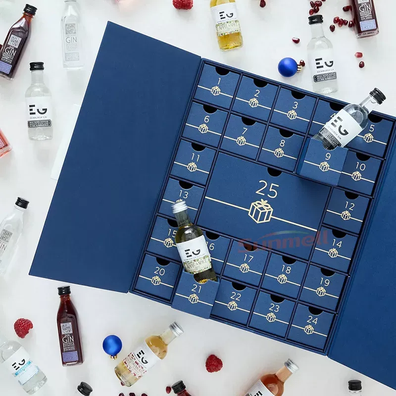 caja de calendario de adviento para licor-fábrica de cajas de regalo a medida