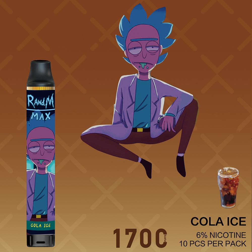 RandM Max Rick and Morty Disposable Vape 1700 Puffs 16 Flavors 1PC (In Stock)