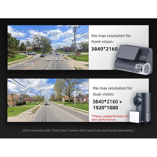 70mai Dash Cam 4K A800S GPS ADAS Car DVR 2160P Support 24H Parking