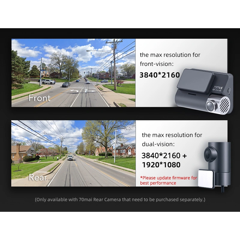 70mai Dash Cam 4K A800S GPS ADAS Car DVR 2160P Support 24H Parking