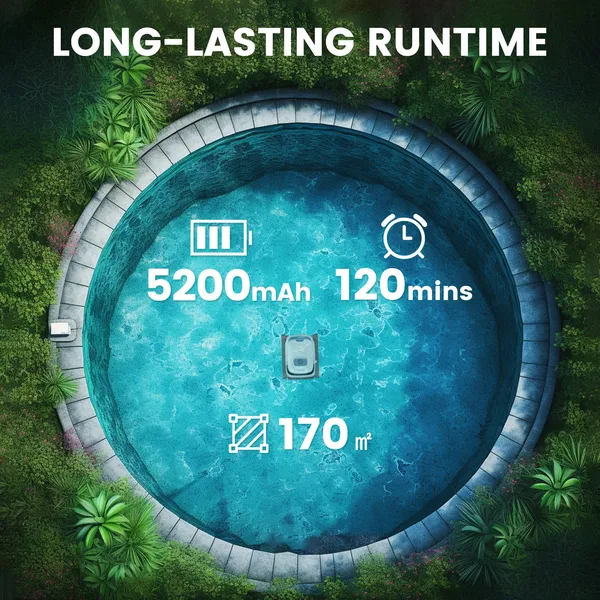 AIRROBO PC10 Cordless Robotic Pool Cleaner - Intelligent Wall Climbing Underwater Vacuum for Swimming Pools