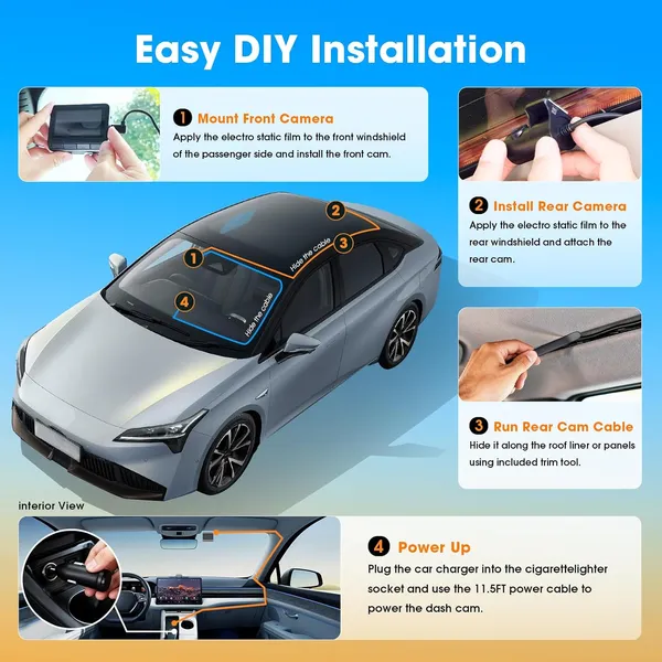 DDPAI Z60 Pro Three Channel Dash Cam | 4K Front + 1080P Interior & Rear, GPS Tracking, Super Night Vision for Total Car Security