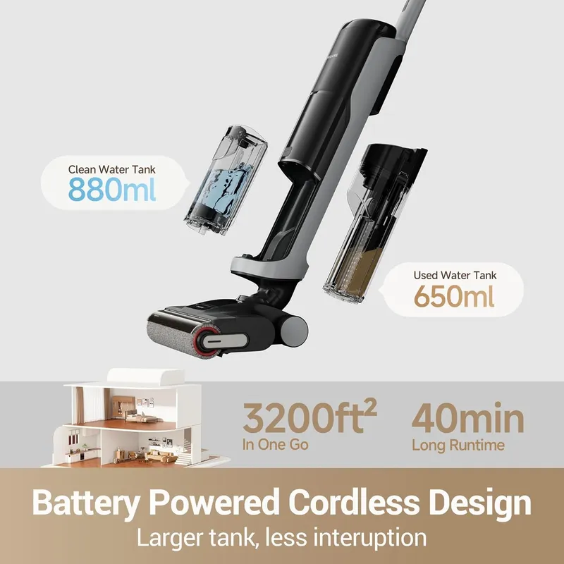 Dreame H14 Pro: Cordless Wet Dry Vacuum with MistLock Dust Control & Self-Cleaning Station for Whole Home Deep Cleaning