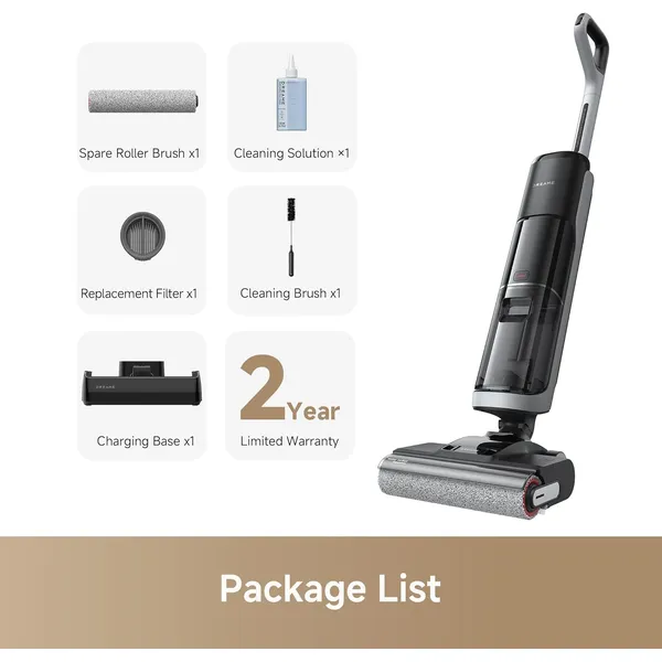 Dreame H14: Cordless Wet/Dry Vacuum with 180° Flat Design, Hot Water Self-Cleaning & App Control for Edge-to-Edge Cleaning