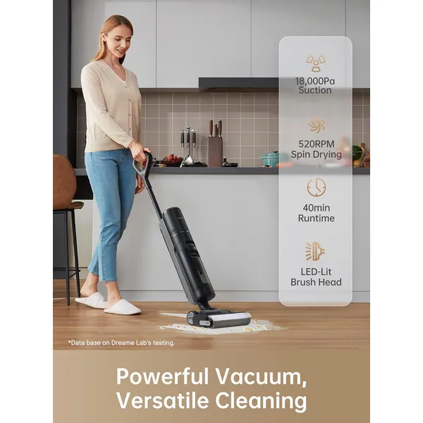 Dreame H13 Pro: 18000Pa Dual Roller Wet/Dry Vacuum with Self-Cleaning Station, Edge-to-Edge Cleaning & 99.99% UV Sterilization