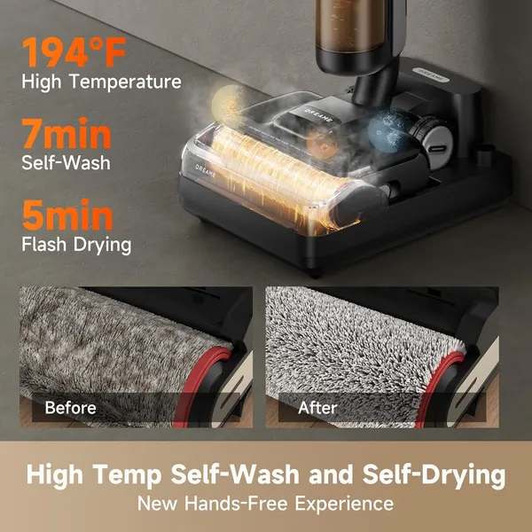 Dreame H12 Pro FlexReach | Ultimate Wet and Dry Floor Cleaner with Dual Roller Brush & Auto-Detection for Separating Wet and Dry Waste | High-End Intelligent Cleaning for Large Households