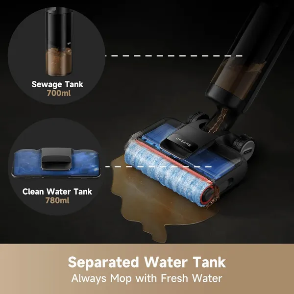 Dreame H12 Pro FlexReach | Ultimate Wet and Dry Floor Cleaner with Dual Roller Brush & Auto-Detection for Separating Wet and Dry Waste | High-End Intelligent Cleaning for Large Households