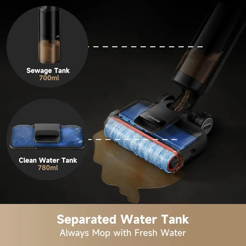 Dreame H12 Pro FlexReach | Ultimate Wet and Dry Floor Cleaner with Dual Roller Brush & Auto-Detection for Separating Wet and Dry Waste | High-End Intelligent Cleaning for Large Households