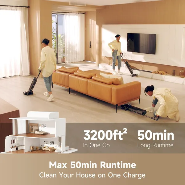 Dreame H12 Pro FlexReach | Ultimate Wet and Dry Floor Cleaner with Dual Roller Brush & Auto-Detection for Separating Wet and Dry Waste | High-End Intelligent Cleaning for Large Households