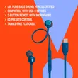 JBL Tune 310C USB‑C Wired Earbuds – Hi‑Res Audio, 9mm Pure Bass, 3‑Button EQ & Tangle‑Free Flat Cable