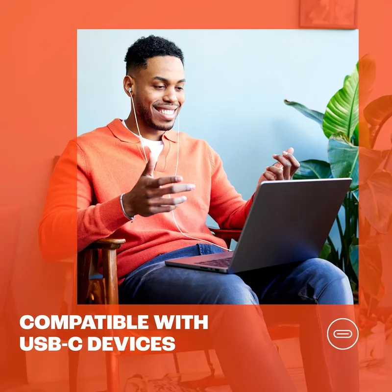 JBL Tune 310C USB‑C Wired Earbuds – Hi‑Res Audio, 9mm Pure Bass, 3‑Button EQ & Tangle‑Free Flat Cable