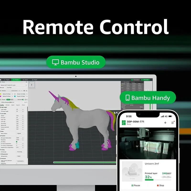 Bambu Lab P1S Combo 3D Printer – AMS Multi - Color, 300℃ All - Metal Hotend, 256x256x256mm Enclosed Chamber & 500mm/s High - Speed Printing