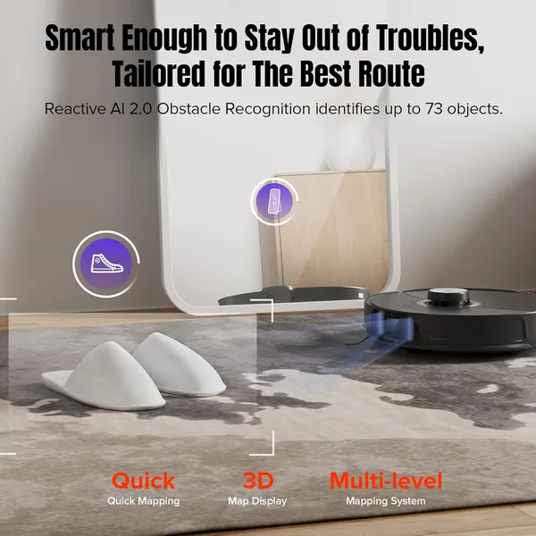 Roborock S8 MaxV Ultra - 10000Pa Extreme Suction with Hot Water Mop Washing, AI Obstacle Avoidance & Self-Cleaning Dock for Ultimate Home Cleaning
