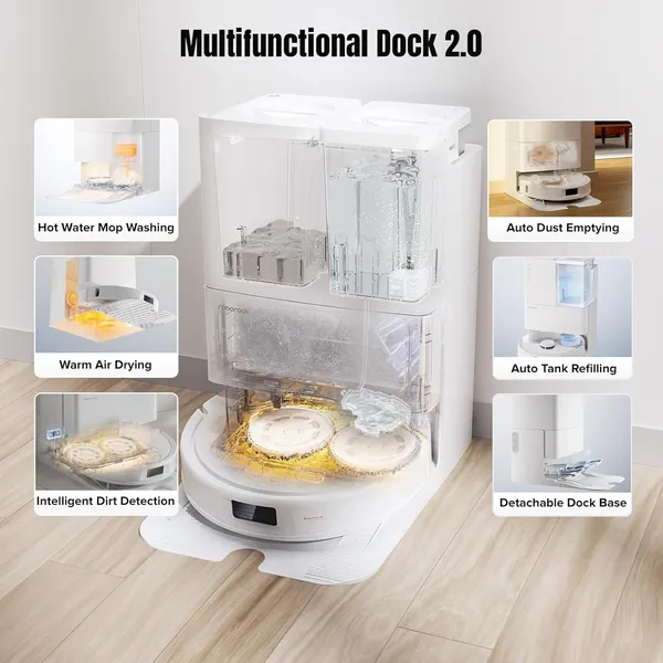 Roborock Qrevo MaxV: 7000Pa Suction Robot Vacuum Mop with Hot Water Wash, FlexiArm Edge Cleaning & Reactive AI Obstacle Avoidance