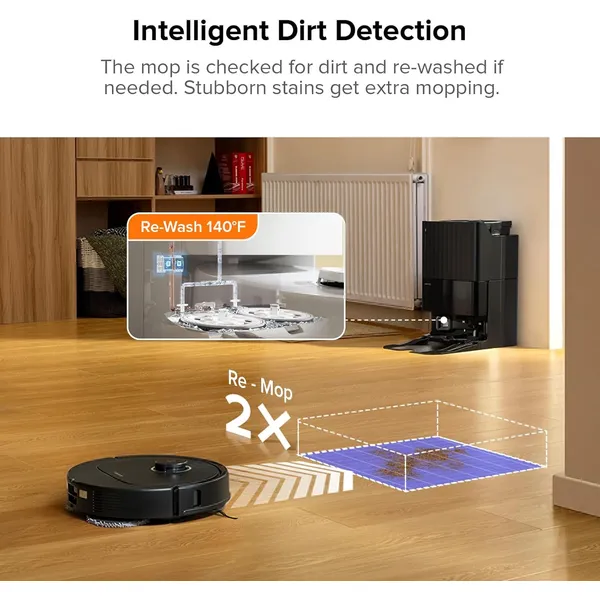 Roborock Qrevo Pro: 7000Pa Suction Robot Vacuum Mop with FlexiArm Edge Cleaning, Hot Water Wash & Auto Mop Lifting