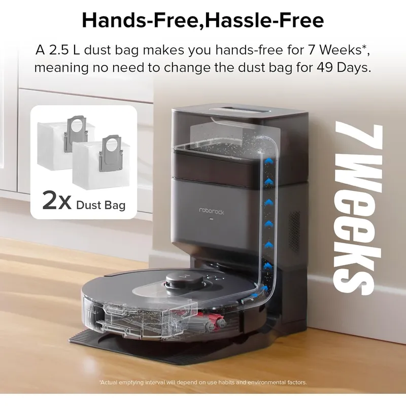 Roborock Q5 Max+: 5500Pa Suction Robot Vacuum with Auto-Empty Dock & DuoRoller Anti-Tangle Brush