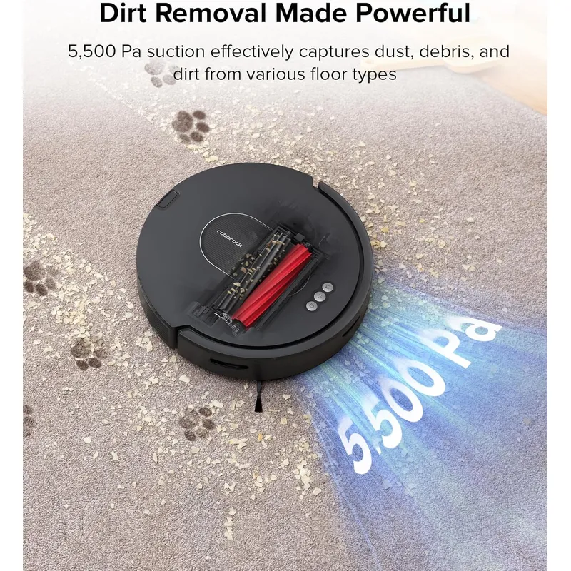 Roborock Q5 Max+: 5500Pa Suction Robot Vacuum with Auto-Empty Dock & DuoRoller Anti-Tangle Brush