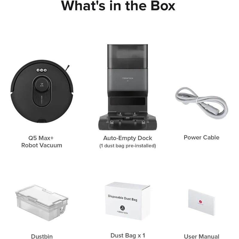 Roborock Q5 Max+: 5500Pa Suction Robot Vacuum with Auto-Empty Dock & DuoRoller Anti-Tangle Brush