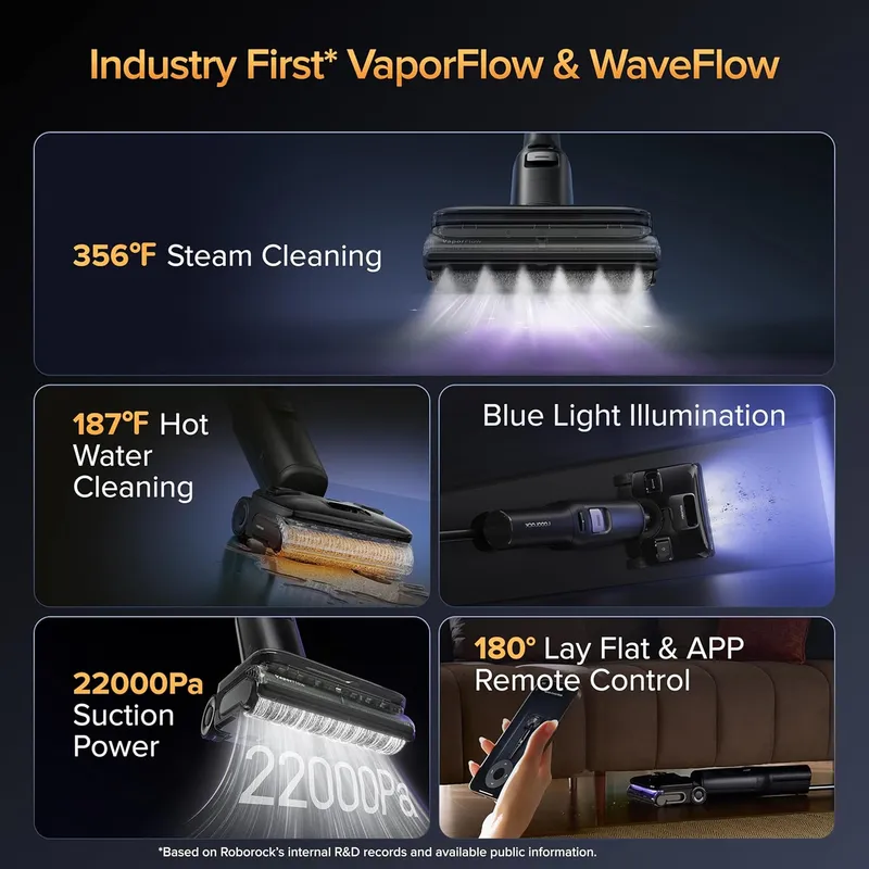 Roborock F25 Ultra Steam & Hot Water Wet Dry Vacuum Cleaner – 22000 Pa Suction, Self-Cleaning, Smart App Control