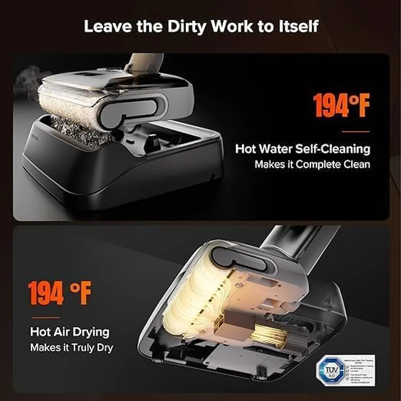 Roborock F25 RT Cordless Wet Dry Vacuum – 20000Pa Suction, 90°C Self-Cleaning, Anti-Tangle Dual Scrapers