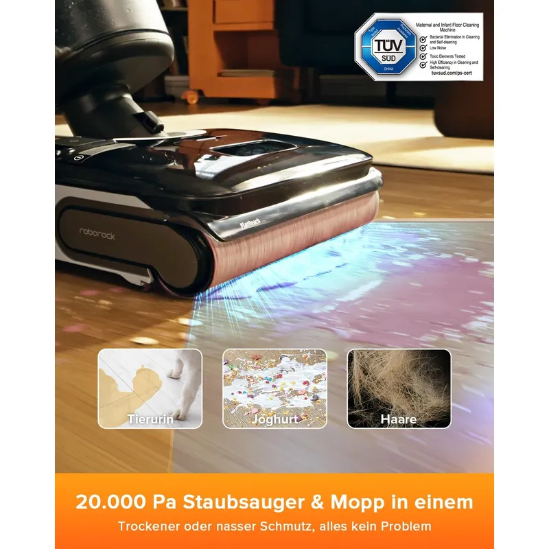 Roborock F25 LT Cordless Wet Dry Vacuum with 20000Pa Suction & 90°C Self-Cleaning Dual Scrapers