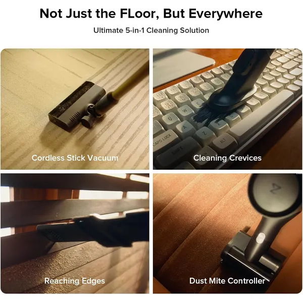 Roborock F25 Combo 5-in-1 Cordless Wet Dry Vacuum – 20000Pa/25000Pa Suction, 90°C Self-Cleaning, Interchangeable Brush Heads