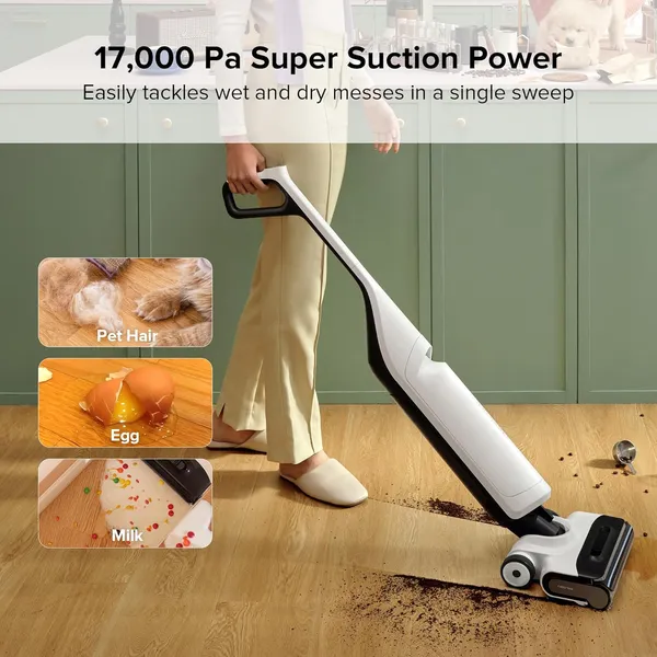 Roborock Flexi Cordless Wet Dry Vacuum – 17000Pa Suction, FlatReach Design & 60°C Hot Water Self-Cleaning