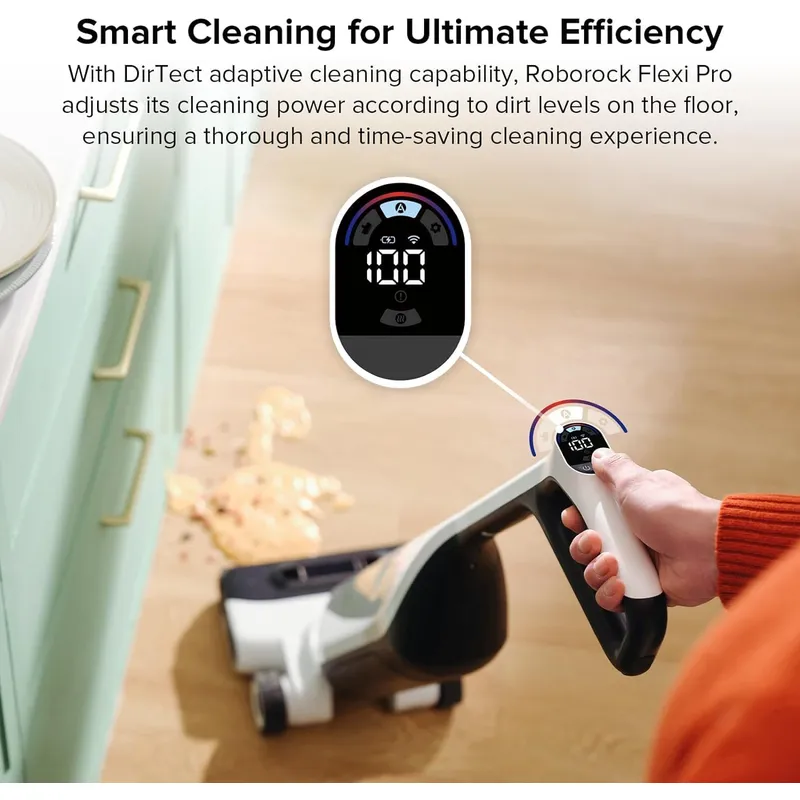 Roborock Flexi Pro Cordless Wet Dry Vacuum – 17000Pa Suction, FlatReach Headlight & 60°C Hot Water Self-Cleaning
