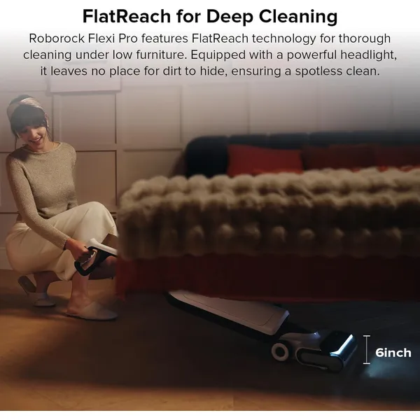 Roborock Flexi Pro Cordless Wet Dry Vacuum – 17000Pa Suction, FlatReach Headlight & 60°C Hot Water Self-Cleaning