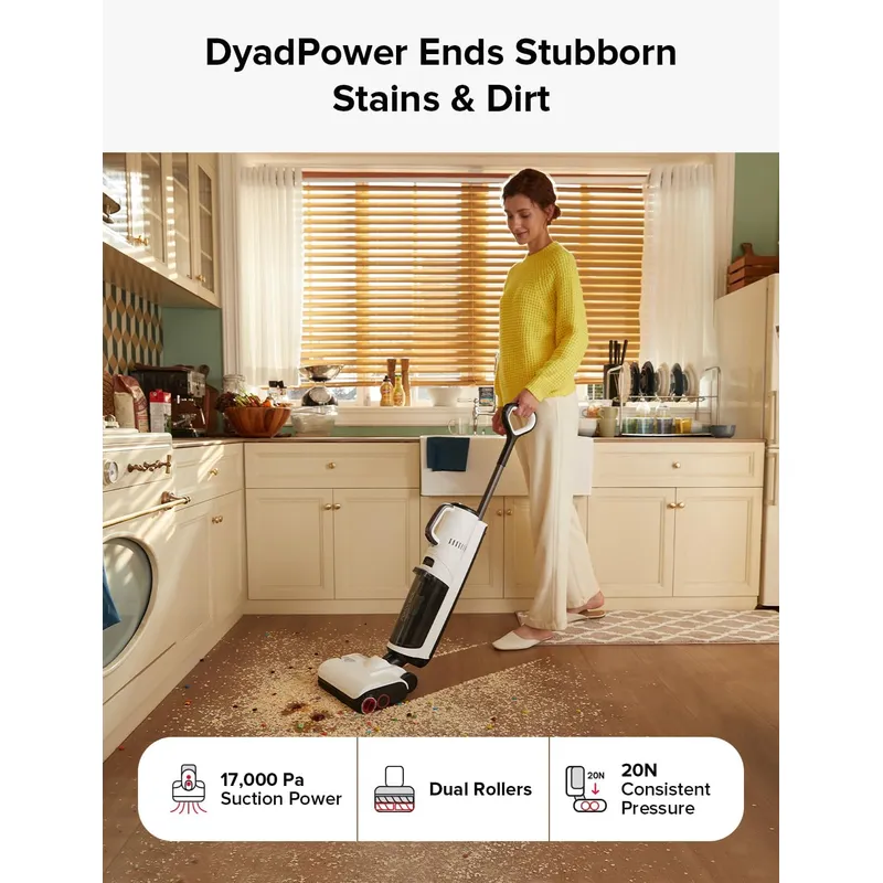 Roborock Dyad Pro Combo 5-in-1 Cordless Wet Dry Vacuum – 17000Pa Suction, DyadPower & Self-Cleaning System