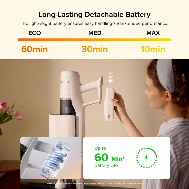 Roborock H60 Hub Cordless Stick Vacuum – 115AW Suction, Auto-Empty Dock & 140° Green Light DetectionRoborock