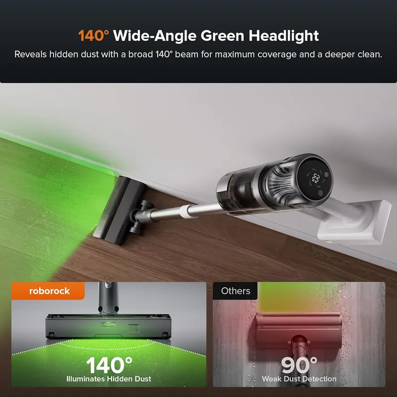 Roborock H60 Hub Pro Cordless Stick Vacuum – 170AW Suction, 3L Auto-Empty Dock & 140° Green Light Detection